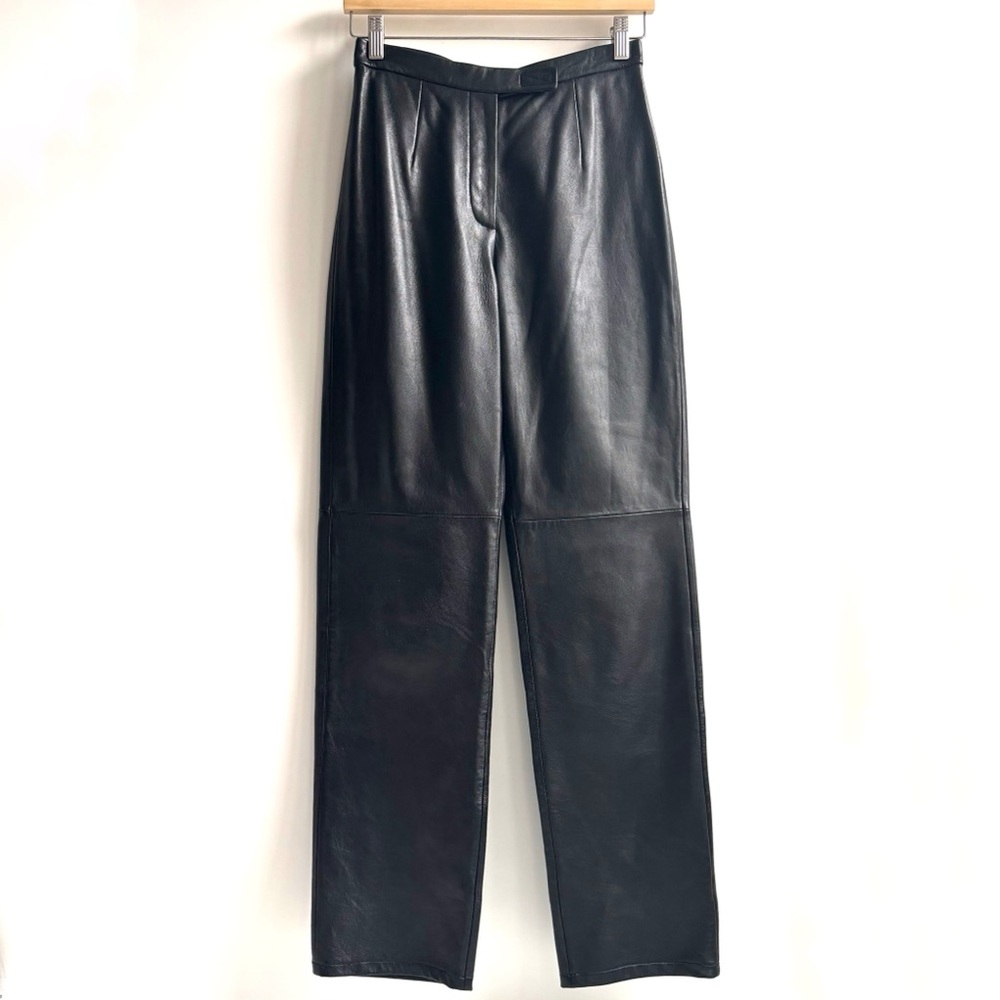 Siena Studio Leather Straight Leg Pants Fully Lined Black Size 4